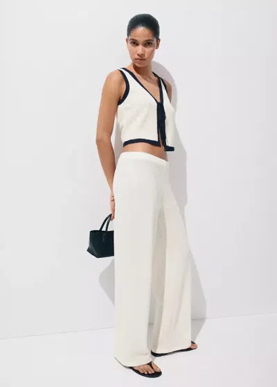 Mango Straight Knitted Pants In White