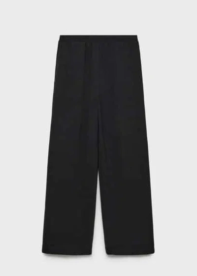 Mango Straight Knitted Trousers Black