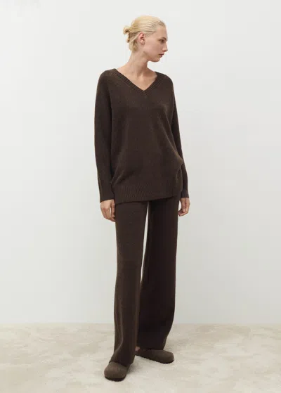 Mango Pantalon Droit Maille Chocolat - Femme - L -  In Brown
