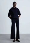 Mango Straight Knitted Trousers Dark Navy In Dark Navy