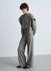 Mango Straight Knitted Trousers Grey In Grey