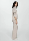 Mango Straight Knitted Trousers In Light/pastel Brown