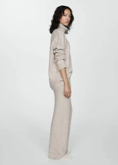 Mango Straight Knitted Trousers In Light/pastel Brown