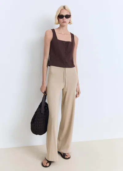 Mango Straight Knitted Trousers Light/pastel Grey
