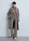Mango Straight Knitted Trousers Medium Brown In Medium Brown