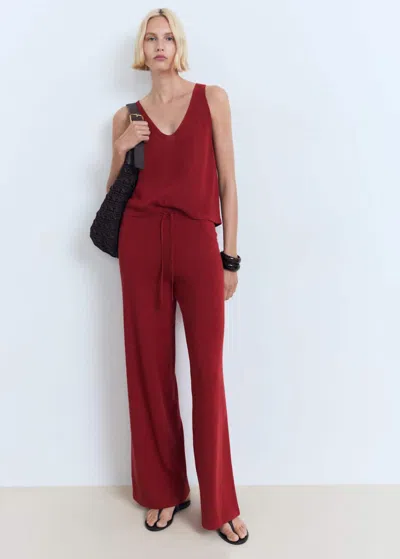 Mango Straight Knitted Trousers Red