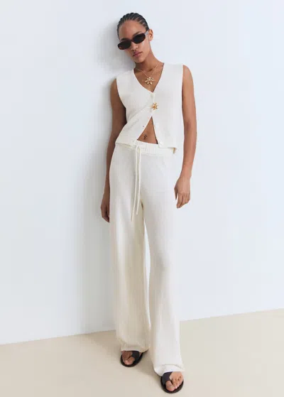 Mango Straight Knitted Trousers White