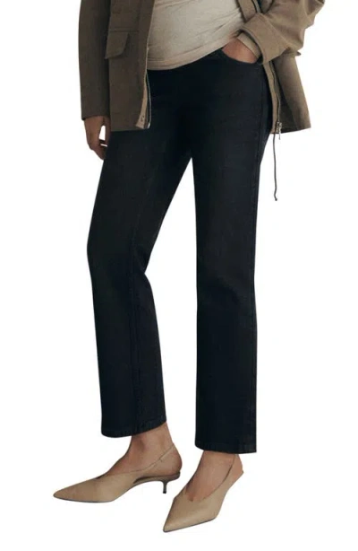 Mango Straight Leg Ankle Maternity Jeans In Black Denim