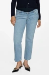 Mango Straight Leg Ankle Maternity Jeans In Medium Blue
