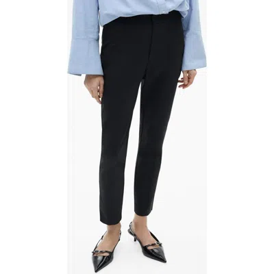 Mango Straight Leg Ankle Pants In Black