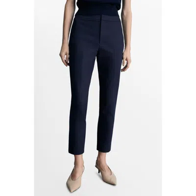 Mango Straight Leg Ankle Pants In Navy