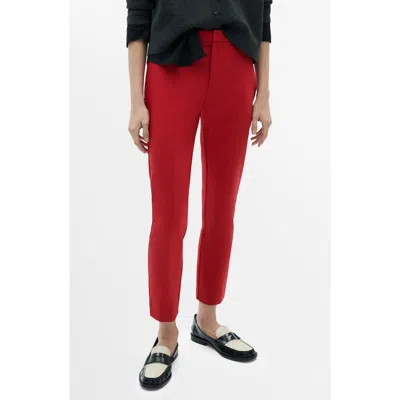 Mango Straight Leg Ankle Pants In Red