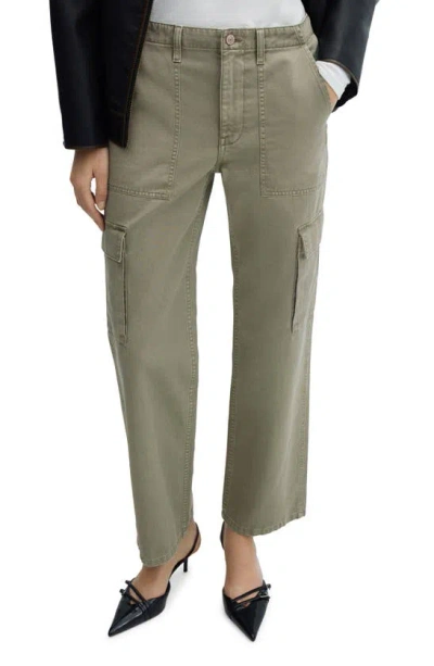Mango Straight Leg Cargo Jeans In Khaki