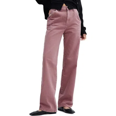 Mango Straight Leg Carpenter Jeans In Light/pastel Purple