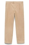 Mango Straight Leg Corduroy Pants In Beige