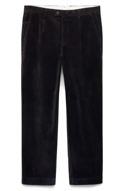 Mango Straight Leg Corduroy Pants In Black