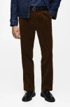 Mango Straight Leg Corduroy Pants In Brown