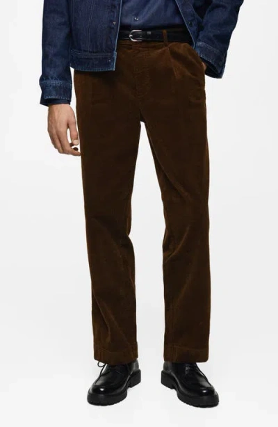 Mango Straight Leg Corduroy Pants In Brown