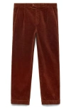 Mango Straight Leg Corduroy Pants In Russet
