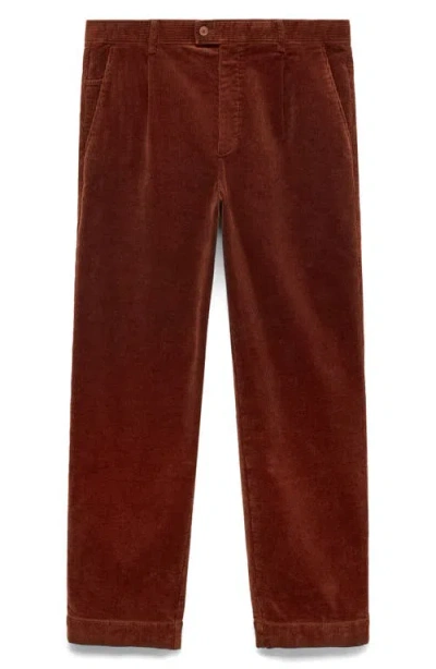 Mango Straight Leg Corduroy Pants In Russet