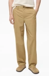 Mango Straight Leg Cotton Pants In Brown