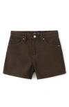 Mango Straight Leg Denim Shorts In Burgundy
