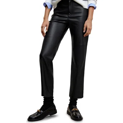 Mango Straight Leg Faux Leather Pants In Black