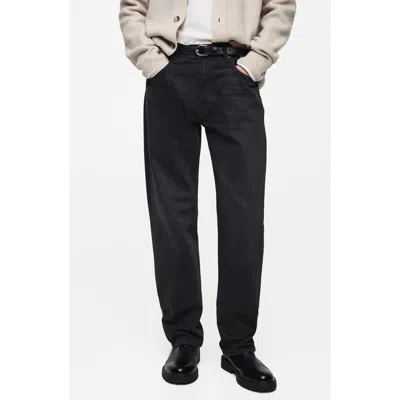 Mango Straight Leg Jeans In Black Denim