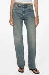 Mango Straight Leg Jeans In Blue