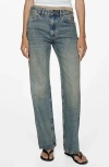 Mango Women's Mid-rise Straight Jeans In Medium Vintage Blue