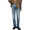 Mango Men's Frayed Effect Straight-fit Jeans In Medium Vintage Blue