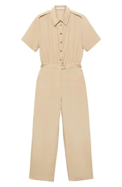 Mango Straight Leg Jumpsuit In Beige