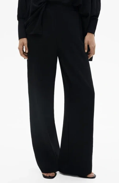 Mango Straight Leg Knit Pants In Black