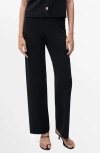 Mango Straight Leg Knit Pants In Black