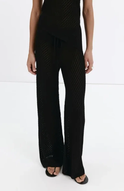 Mango Straight Leg Knit Pants In Black