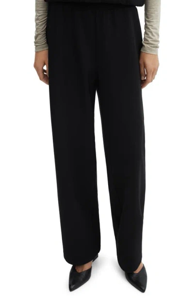 Mango Straight Leg Knit Pants In Black