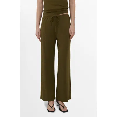 Mango Straight Leg Knit Pants In Green
