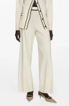 Mango Straight Leg Knit Pants In Ecru