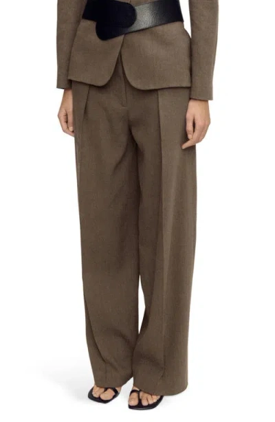 Mango Straight Leg Linen Blend Pants