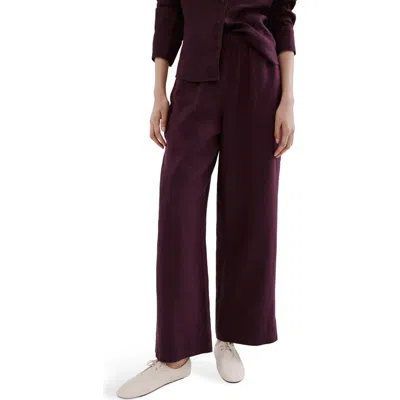 Mango Straight Leg Linen Blend Pants In Purple