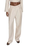 Mango Tailored Straight Leg Pants In White