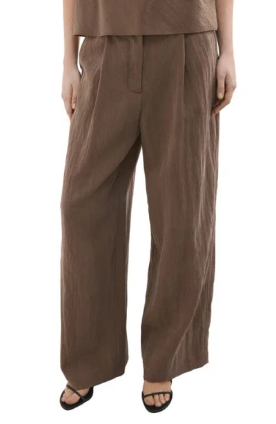 Mango Straight Leg Lyocell Pants In Brown