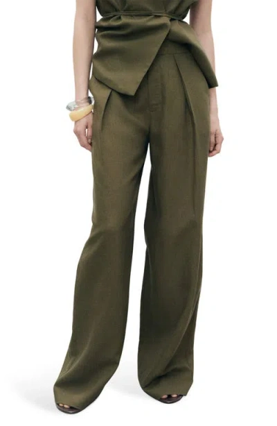 Mango Straight Leg Pants In Green