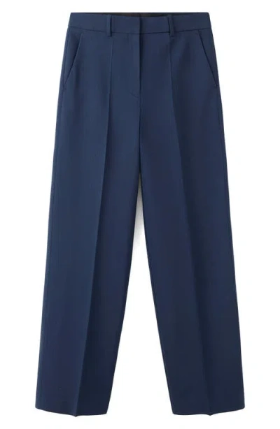 Mango Straight Leg Pants In Blue