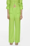 Mango Straight Lyocell Trousers Green In Green