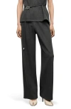 Mango Straight Leg Pull-on Pants In Gray