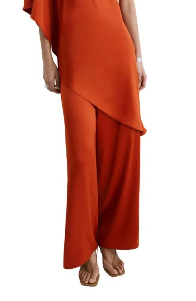 Mango Straight Leg Satin Pants In Brown