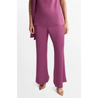 Mango Straight Leg Satin Pants In Purple