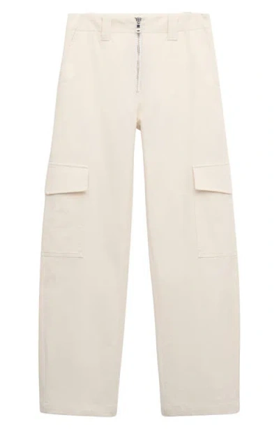 Mango Straight Leg Stretch Cotton Cargo Pants In Neutral