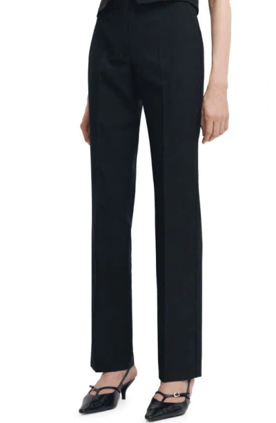 Mango Straight Leg Suit Trousers In Black